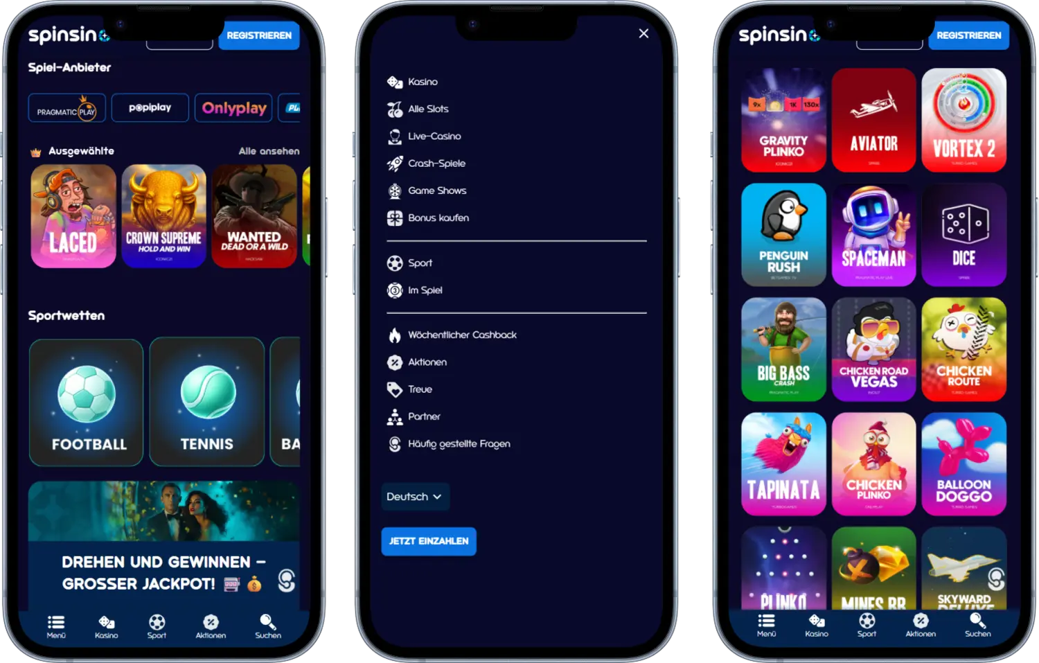 Spinsino Casino mobil spielen